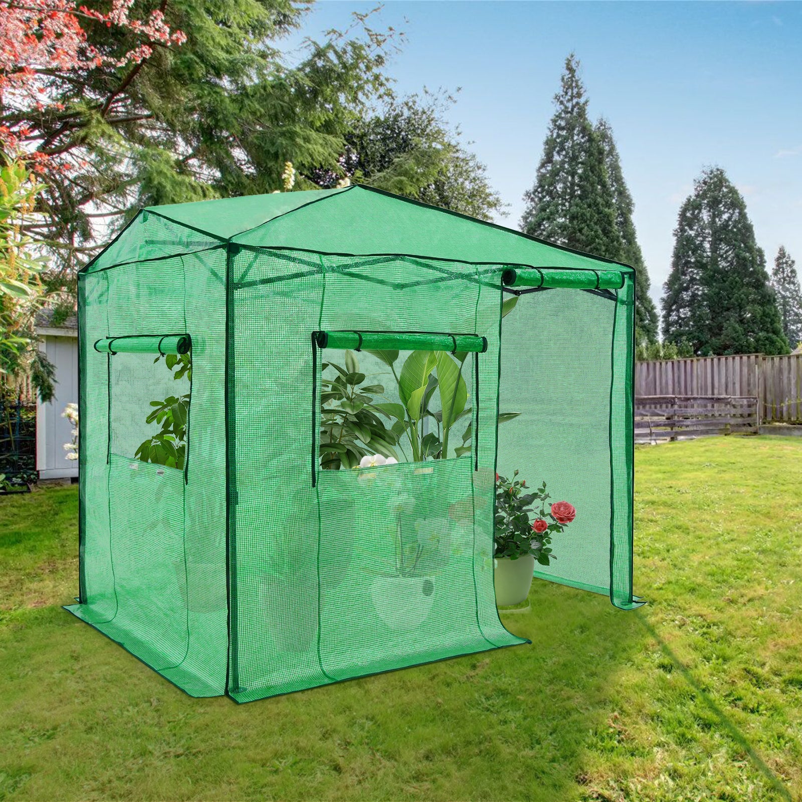 EAGLE PEAK 8x6ft Portable Walk-in Greenhouse Instant Pop-up Indoor Outdoor Plant Gardening Green House