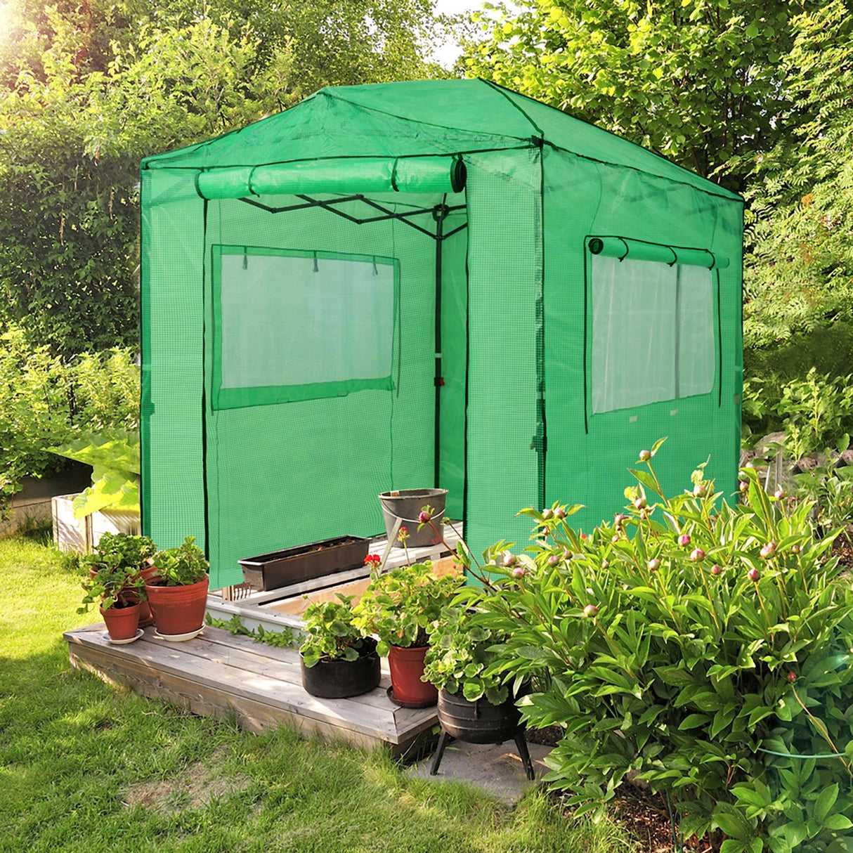 Easy Setup 8x6 Instant Pop Up Greenhouse - Eagle Peak Custom Canopy Tent
