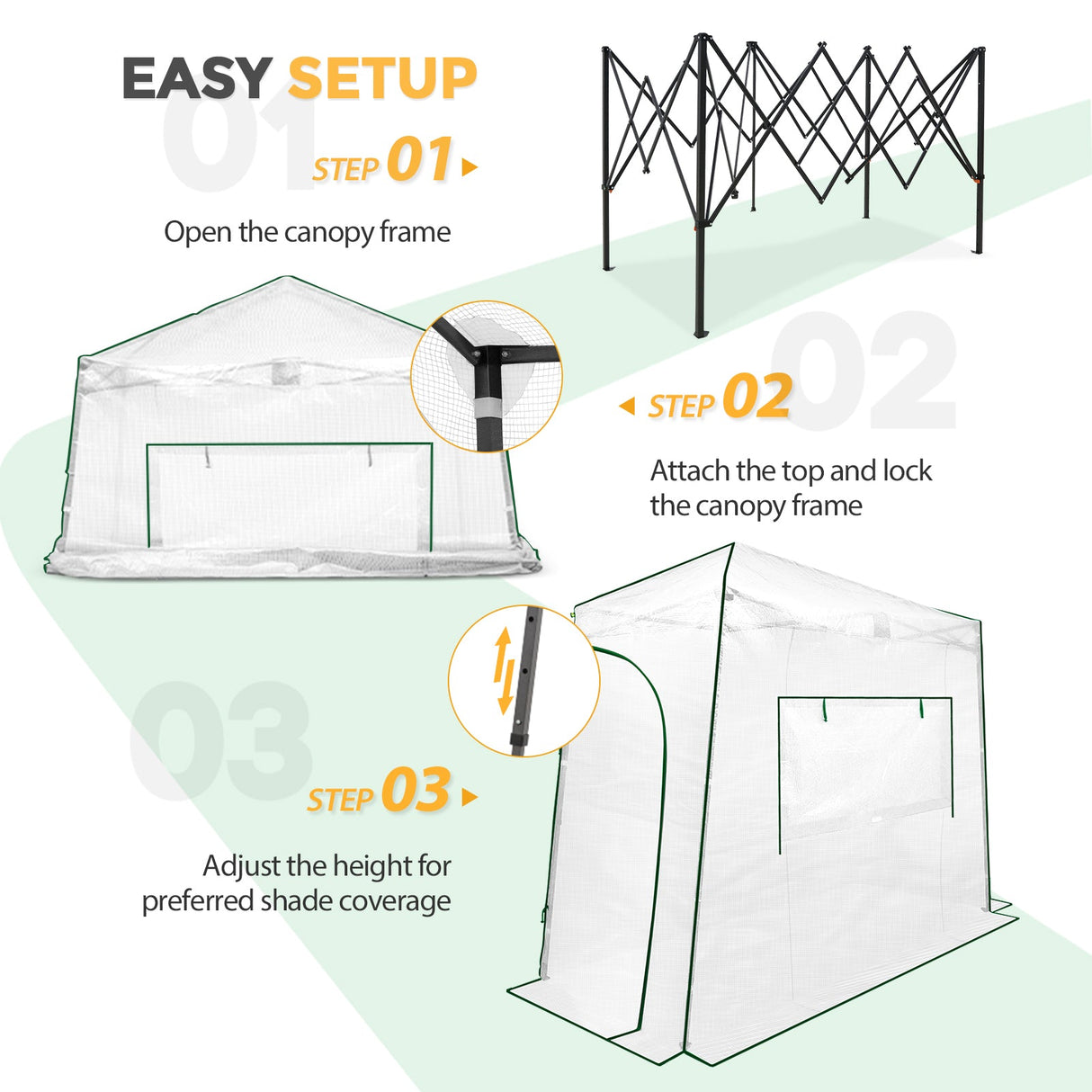 Easy Setup Instant 9x4 Pop Up Greenhouse - Eagle Peak Custom Canopy Tent