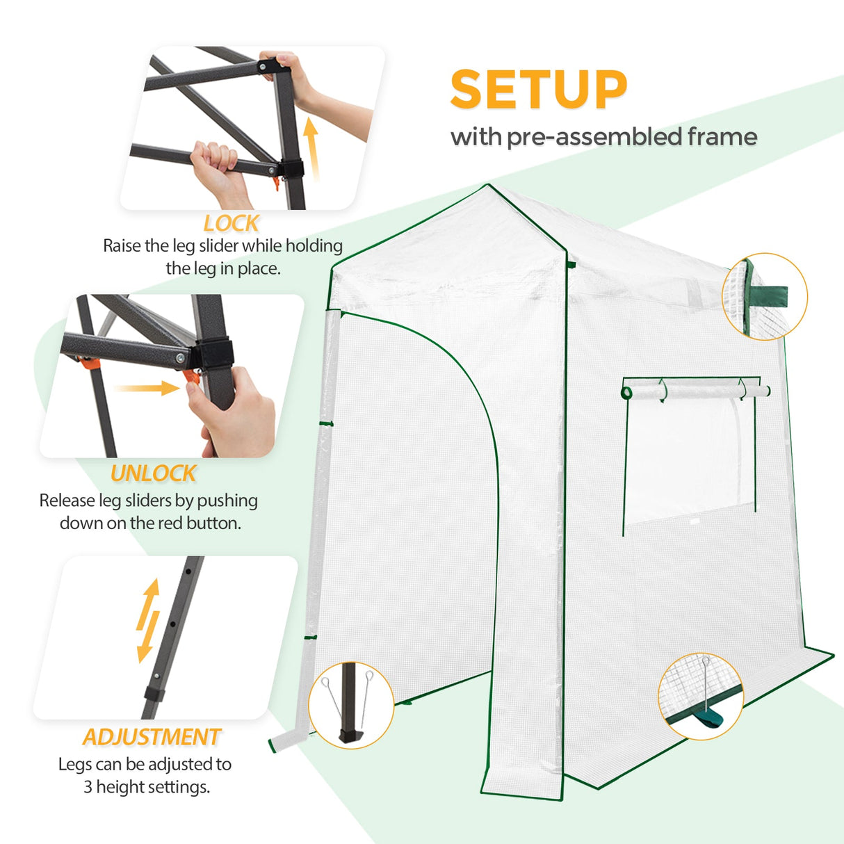 Easy Setup Instant 9x4 Pop Up Greenhouse - Eagle Peak Custom Canopy Tent