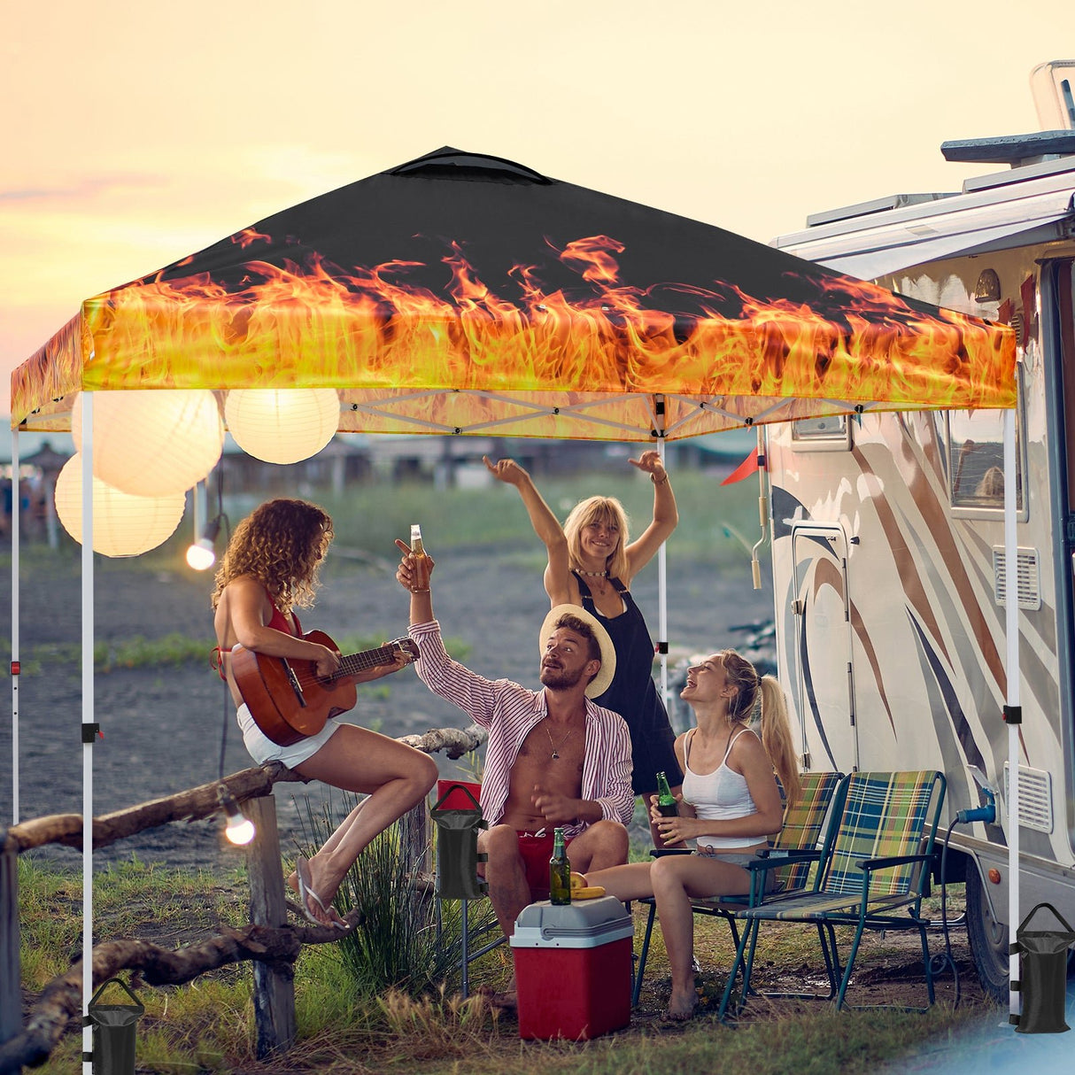 Easy Setup Straight Leg 10x10 Pop Up Canopy Tent Graphix Top w/ 100 sqft of Shade - Eagle Peak Custom Canopy Tent