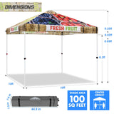 Easy Setup Straight Leg 10x10 Pop Up Canopy Tent Graphix Top w/ 100 sqft of Shade - Eagle Peak Custom Canopy Tent