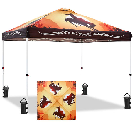 Easy Setup Straight Leg 10x10 Pop Up Canopy Tent Graphix Top w/ 100 sqft of Shade - Eagle Peak Custom Canopy Tent