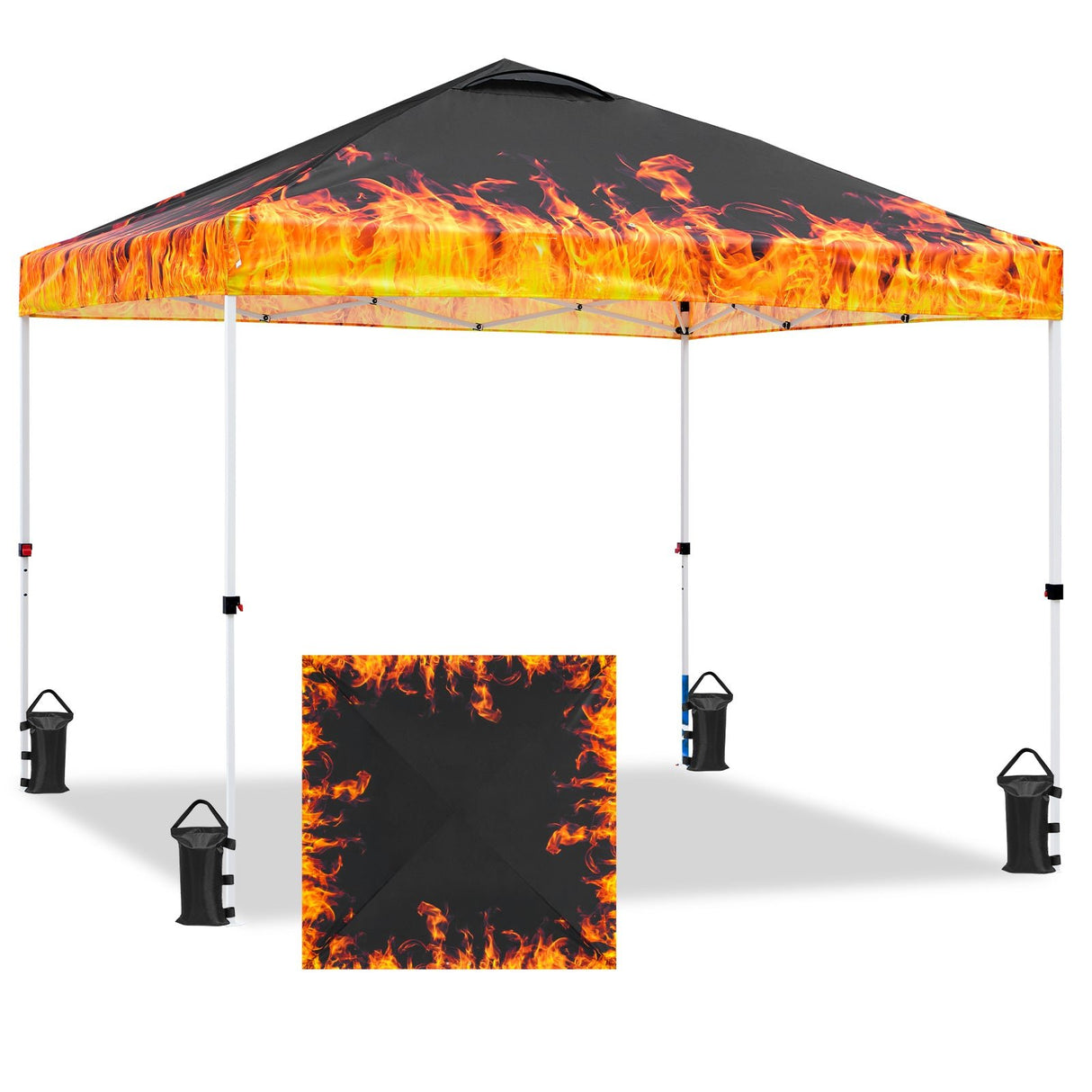 Easy Setup Straight Leg 10x10 Pop Up Canopy Tent Graphix Top w/ 100 sqft of Shade - Eagle Peak Custom Canopy Tent