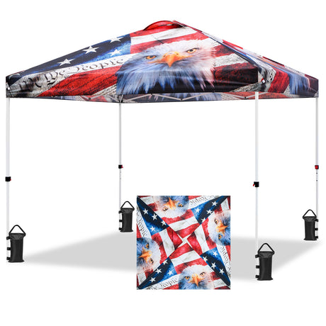 Easy Setup Straight Leg 10x10 Pop Up Canopy Tent Graphix Top w/ 100 sqft of Shade - Eagle Peak Custom Canopy Tent