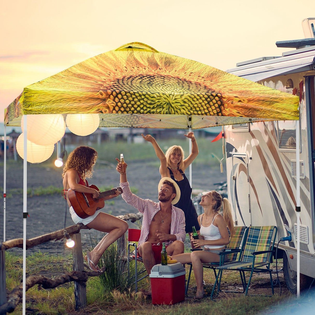 Easy Setup Straight Leg 10x10 Pop Up Canopy Tent Graphix Top w/ 100 sqft of Shade - Eagle Peak Custom Canopy Tent