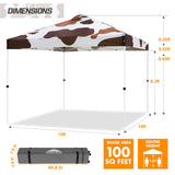 Easy Setup Straight Leg 10x10 Pop Up Canopy Tent Graphix Top w/ 100 sqft of Shade - Eagle Peak Custom Canopy Tent
