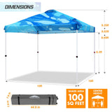 Easy Setup Straight Leg 10x10 Pop Up Canopy Tent Graphix Top w/ 100 sqft of Shade - Eagle Peak Custom Canopy Tent