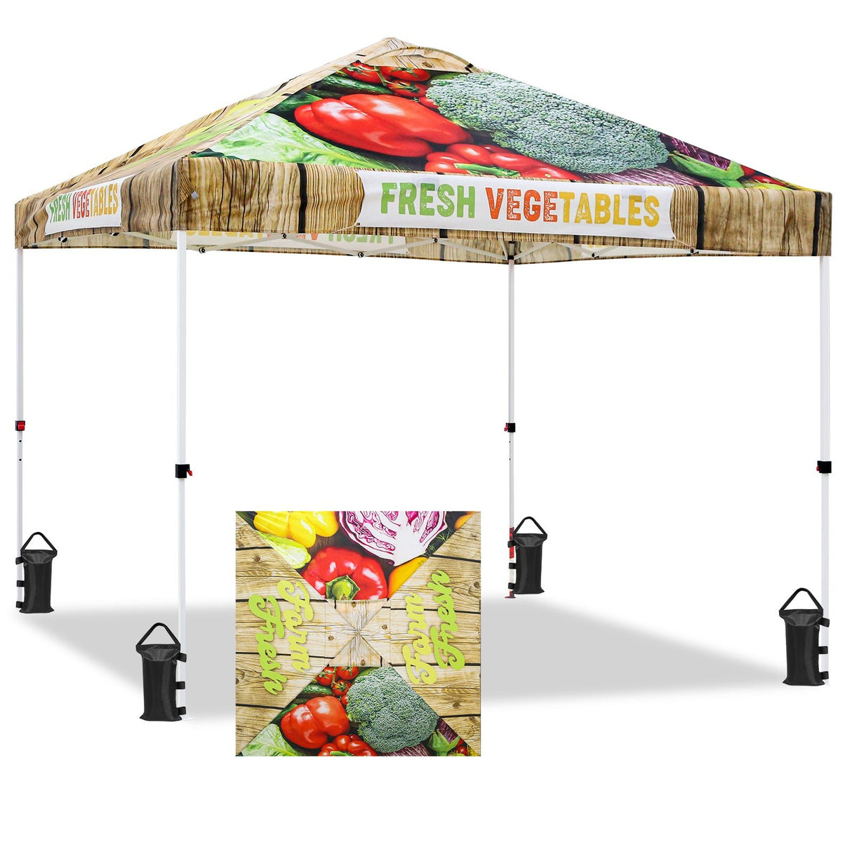 Easy Setup Straight Leg 10x10 Pop Up Canopy Tent Graphix Top w/ 100 sqft of Shade - Eagle Peak Custom Canopy Tent