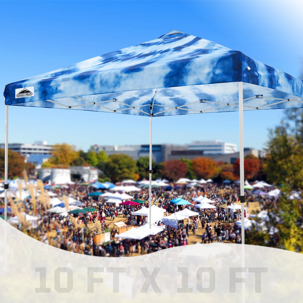 Easy Setup Straight Leg 10x10 Pop Up Canopy Tent Graphix Top w/ 100 sqft of Shade - Eagle Peak Custom Canopy Tent
