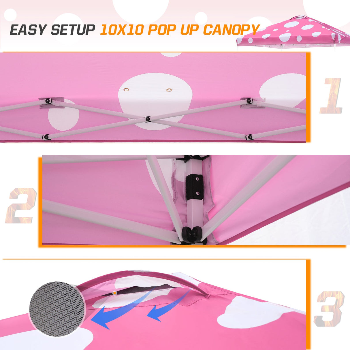 Easy Setup Straight Leg 10x10 Pop Up Canopy Tent Graphix Top w/ 100 sqft of Shade - Eagle Peak Custom Canopy Tent
