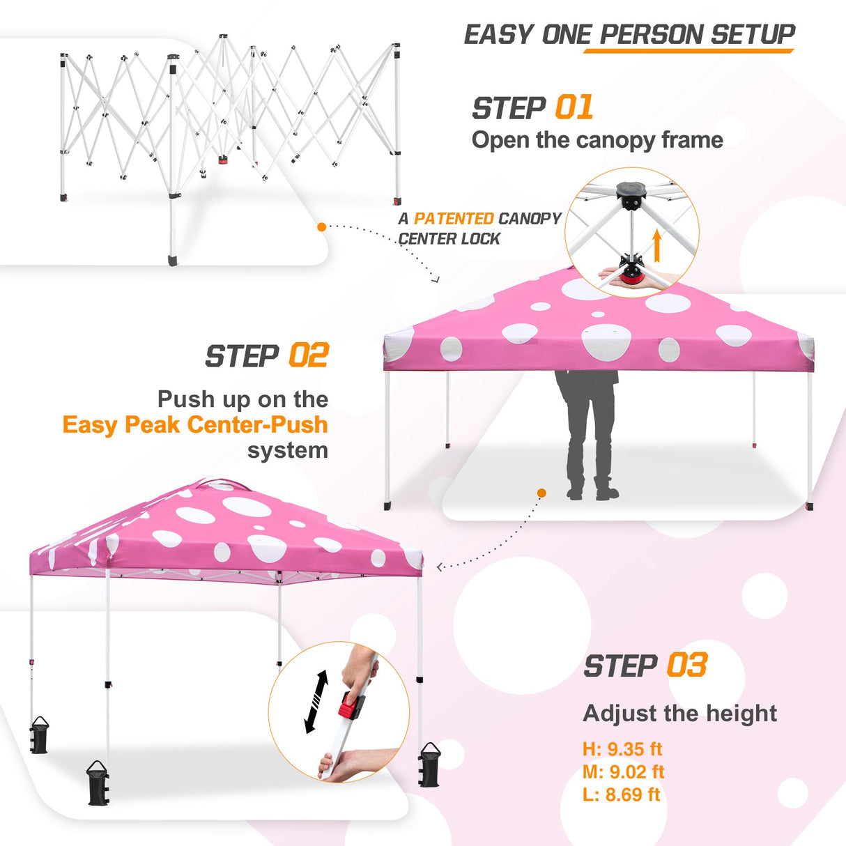 Easy Setup Straight Leg 10x10 Pop Up Canopy Tent Graphix Top w/ 100 sqft of Shade - Eagle Peak Custom Canopy Tent