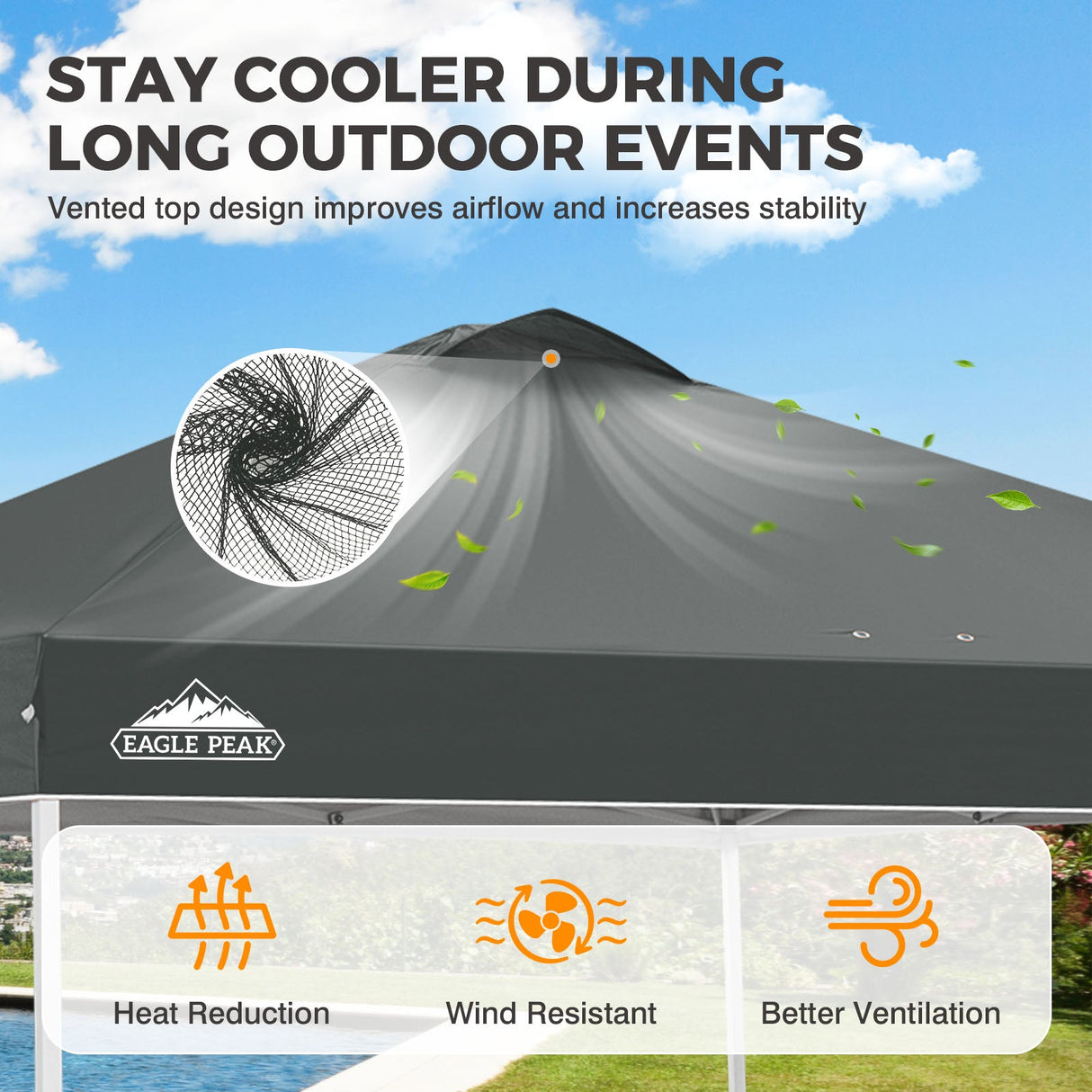 Easy Setup Straight Leg 10x10 Pop Up Canopy Tent w/ 100 sqft of Shade - Eagle Peak®