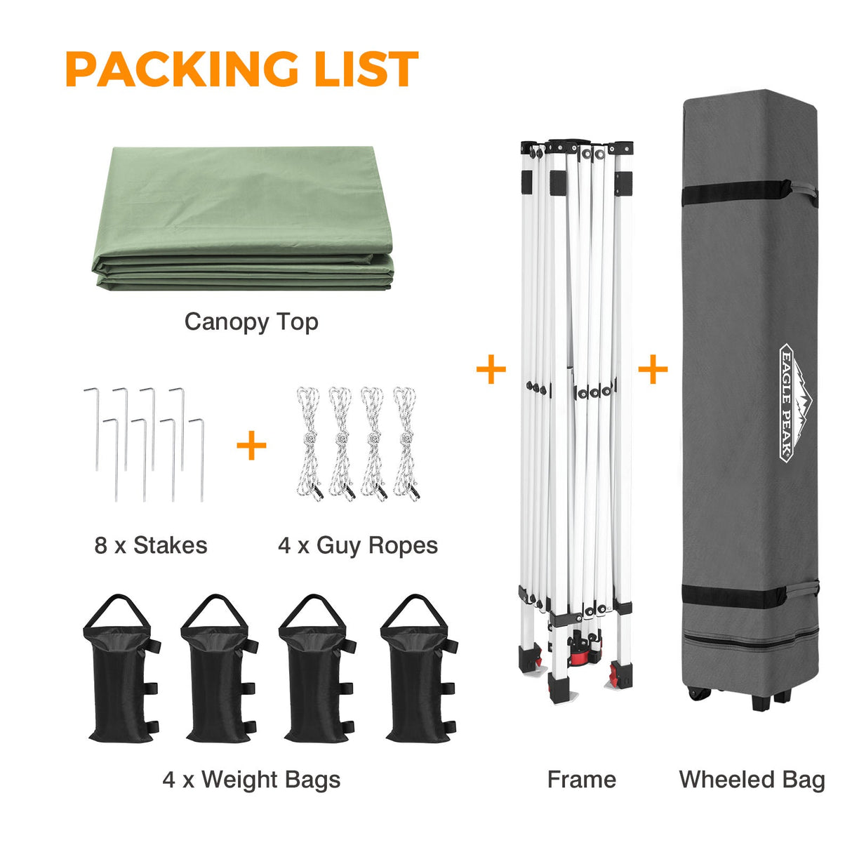 Easy Setup Straight Leg 10x10 Pop Up Canopy Tent w/ 100 sqft of Shade - Eagle Peak®