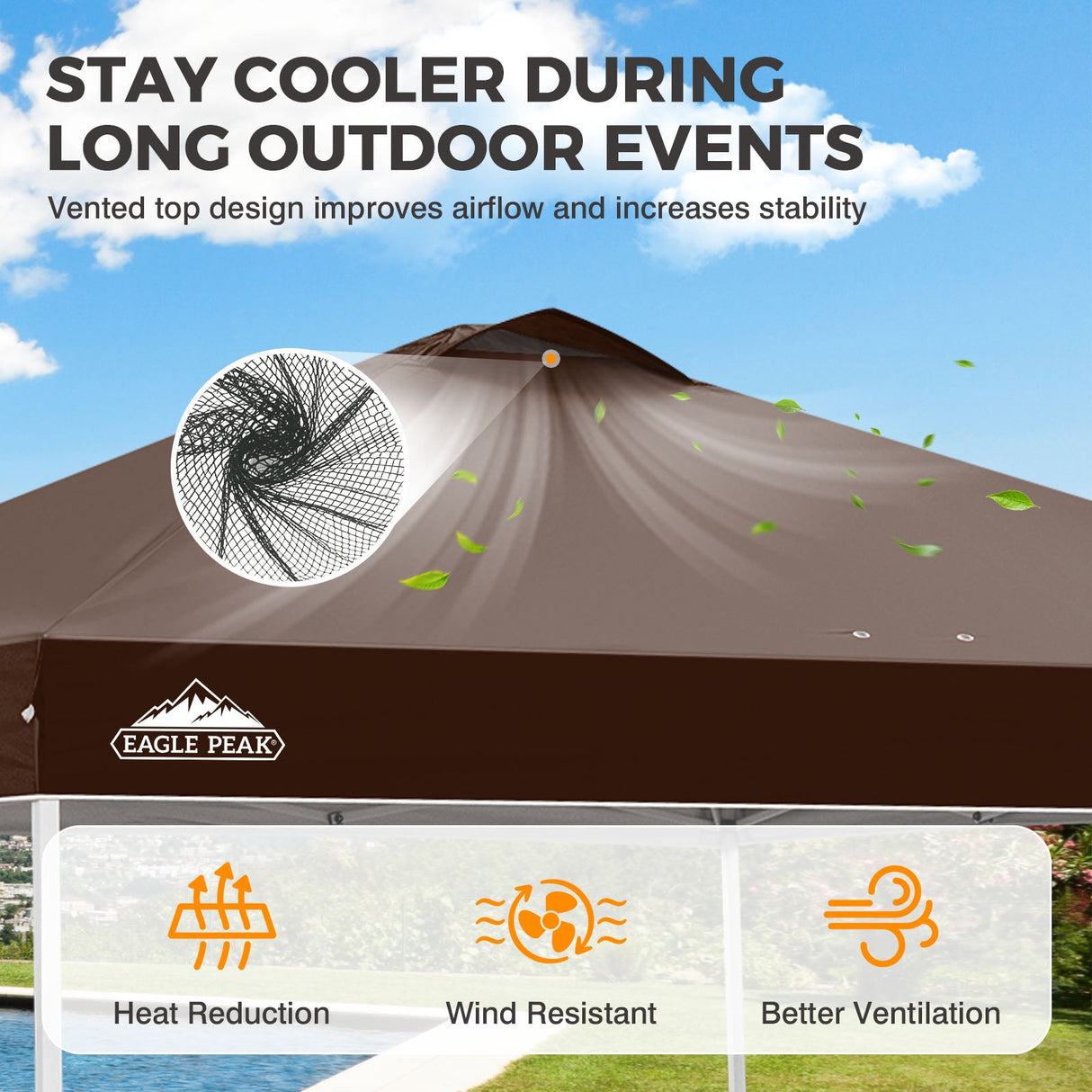 Easy Setup Straight Leg 10x10 Pop Up Canopy Tent w/ 100 sqft of Shade - Eagle Peak®