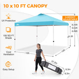 Easy Setup Straight Leg 10x10 Pop Up Canopy Tent w/ 100 sqft of Shade - Eagle Peak®