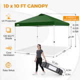 Easy Setup Straight Leg 10x10 Pop Up Canopy Tent w/ 100 sqft of Shade - Eagle Peak®