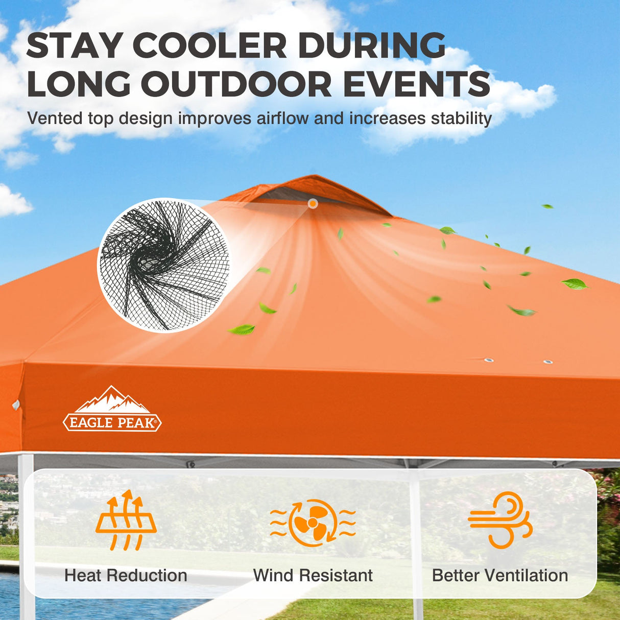 Easy Setup Straight Leg 10x10 Pop Up Canopy Tent w/ 100 sqft of Shade - Eagle Peak®