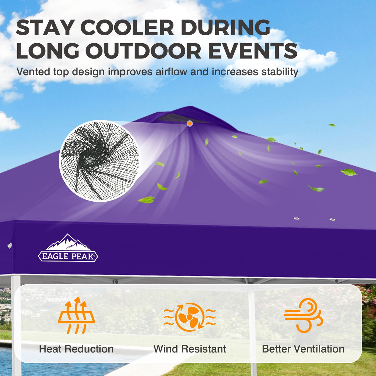 Easy Setup Straight Leg 10x10 Pop Up Canopy Tent w/ 100 sqft of Shade - Eagle Peak®