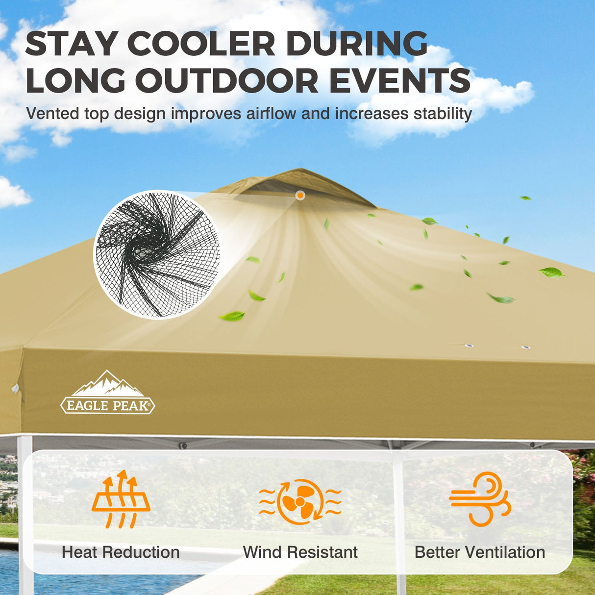 Easy Setup Straight Leg 10x10 Pop Up Canopy Tent w/ 100 sqft of Shade - Eagle Peak®