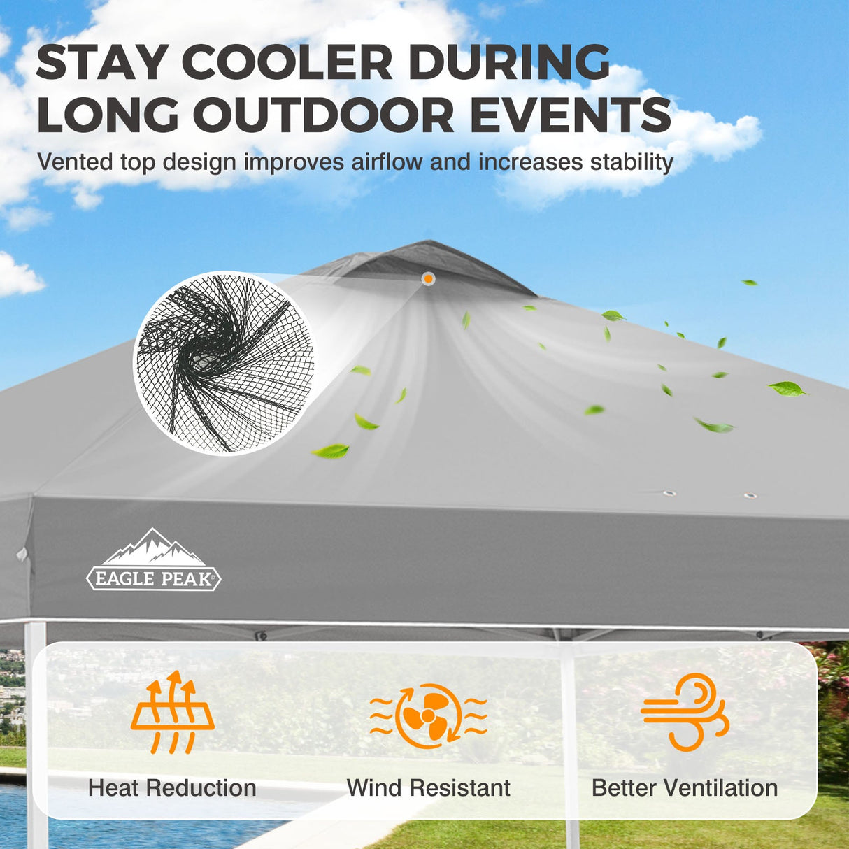 Easy Setup Straight Leg 10x10 Pop Up Canopy Tent w/ 100 sqft of Shade - Eagle Peak®