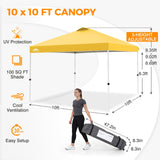 Easy Setup Straight Leg 10x10 Pop Up Canopy Tent w/ 100 sqft of Shade - Eagle Peak®