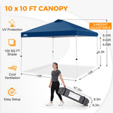 Easy Setup Straight Leg 10x10 Pop Up Canopy Tent w/ 100 sqft of Shade - Eagle Peak®