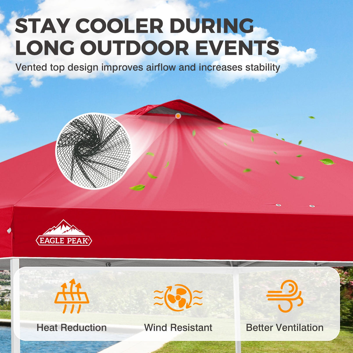 Easy Setup Straight Leg 10x10 Pop Up Canopy Tent w/ 100 sqft of Shade - Eagle Peak®