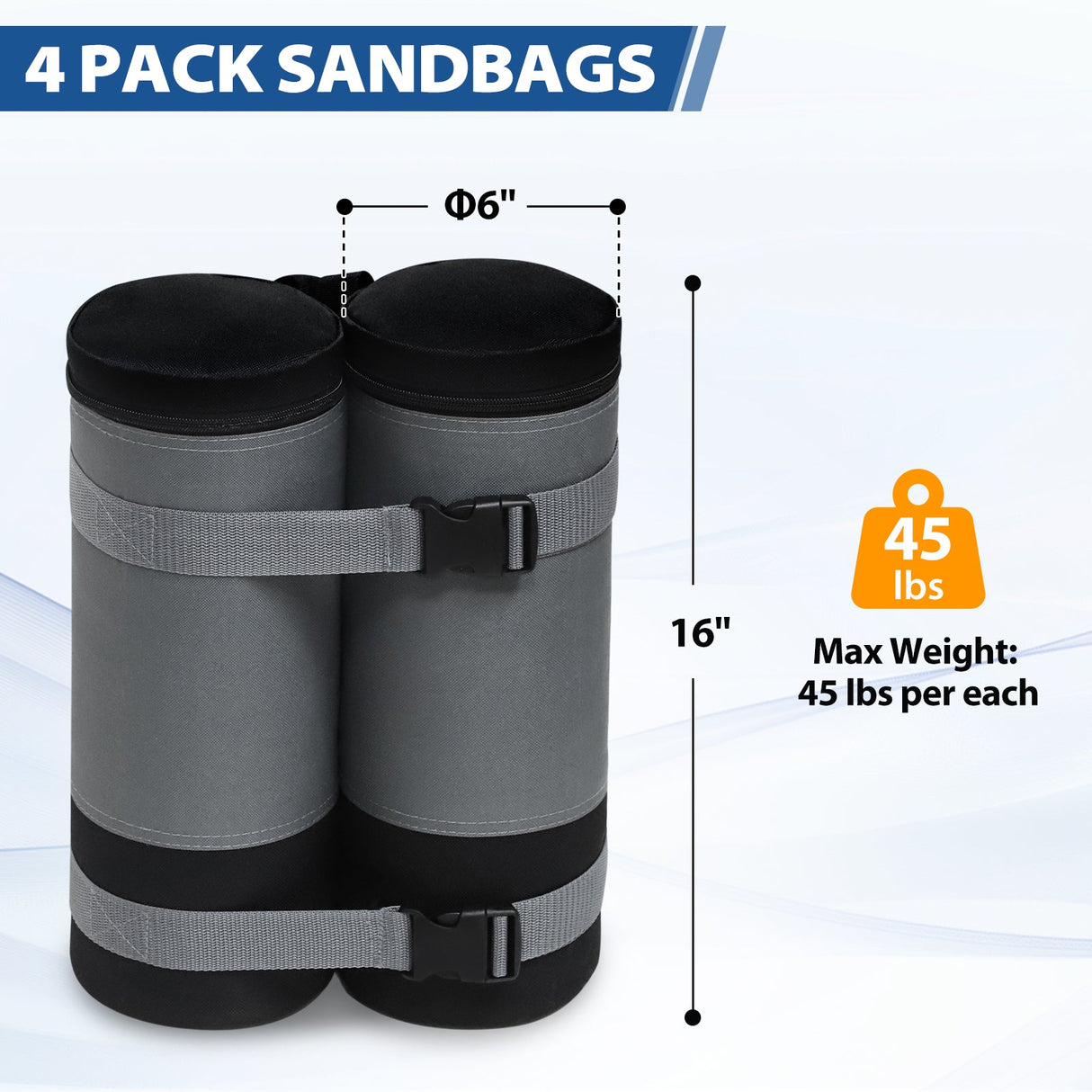 Extra Large Sandbags 180 lbs for Canopy Tent, Set of 4/6, Gray - Eagle Peak Custom Canopy Tent