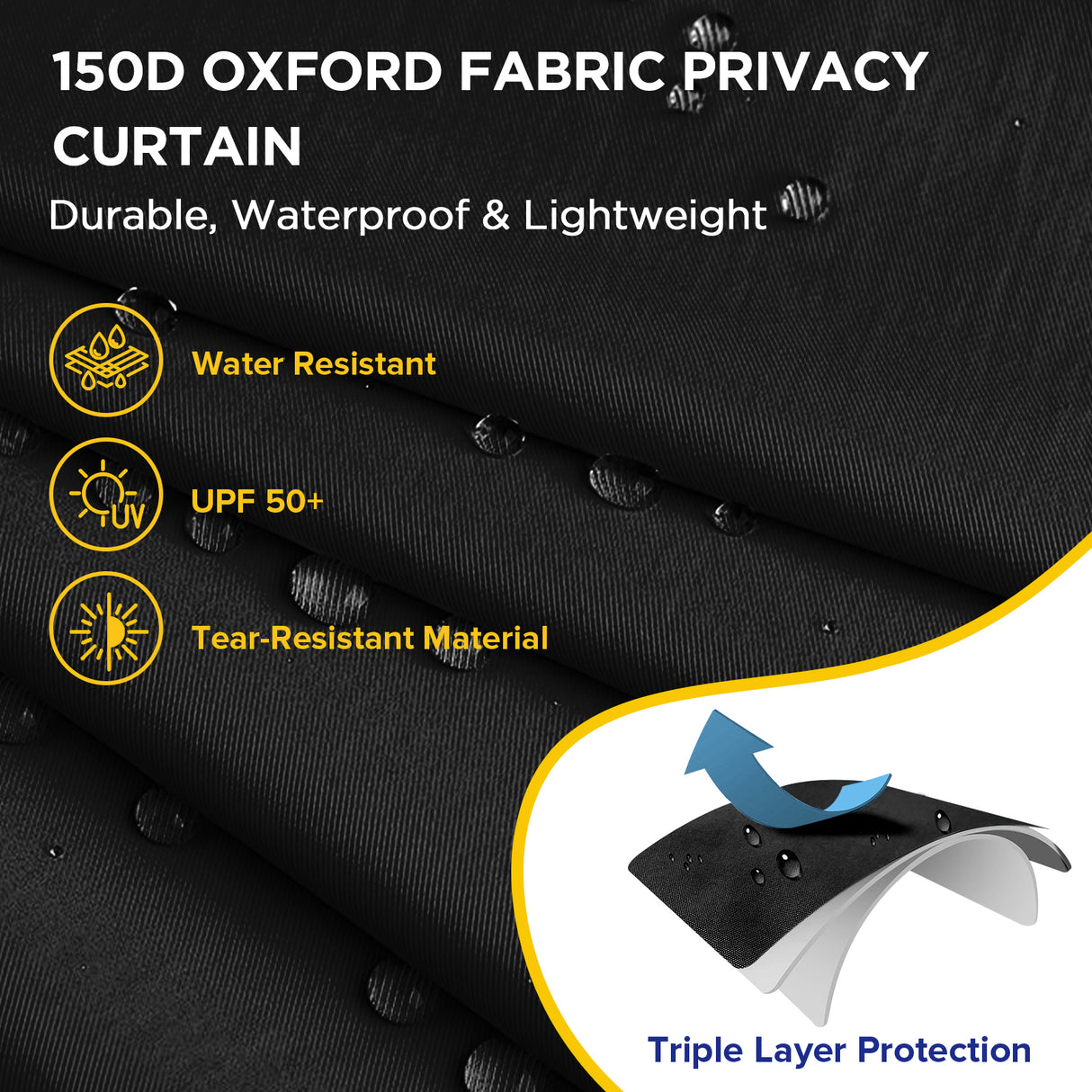Portable Privacy Tent Hanging Privacy Curtain, Square/Triangular, Black