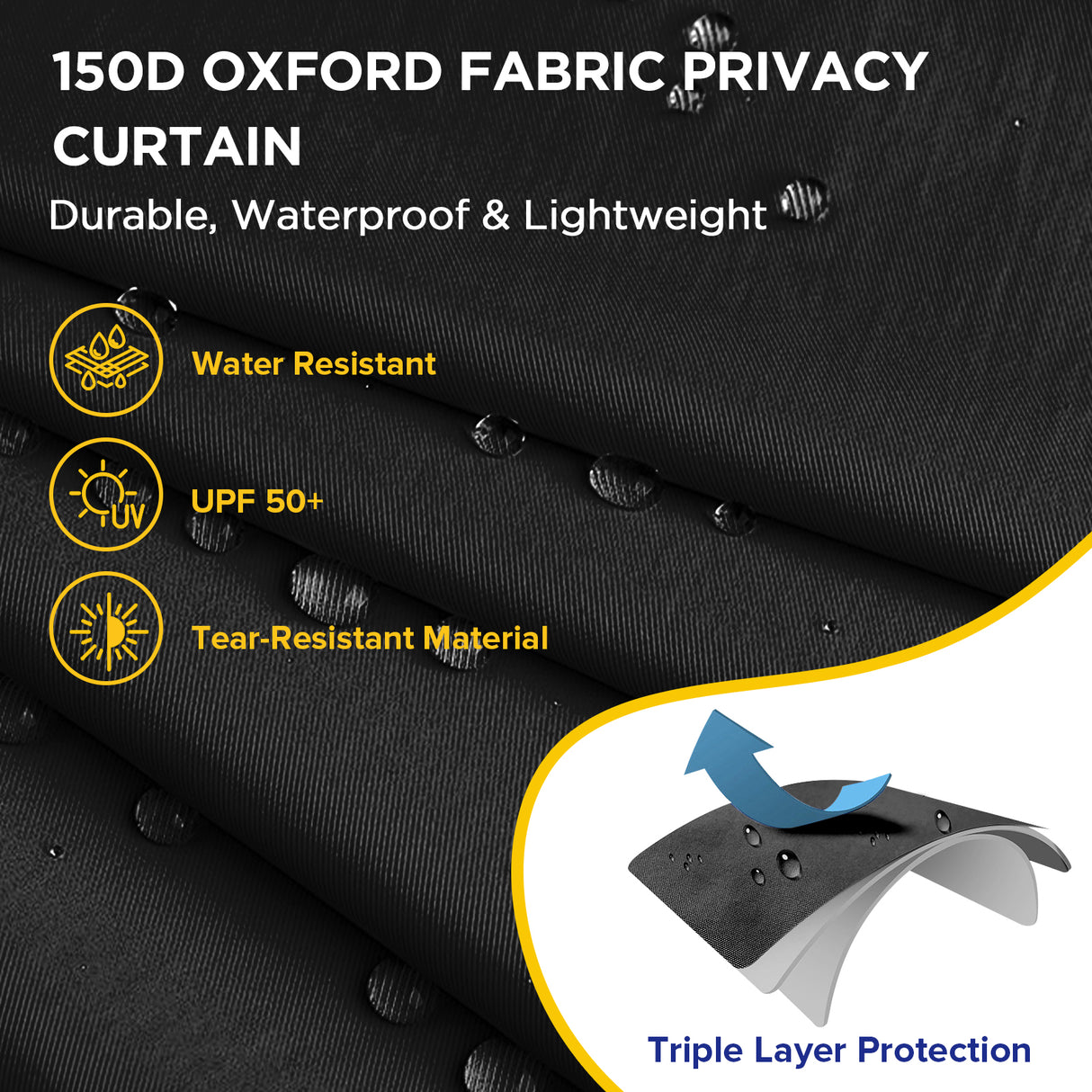 Portable Privacy Tent Hanging Privacy Curtain, Square/Triangular, Black