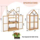 EAGLE PEAK Garden Cold Frame Greenhouse with Adjustable Shelf, 27x16x52in, Indoor & Outdoor Use, Wood Frame with PC Windows & Vented Roof, Natural