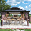 EAGLE PEAK Outdoor Aluminum Frame Galvanized Double Roof Gazebo, Includes Netting and Curtains
