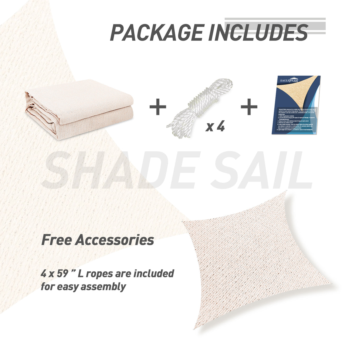 EAGLE PEAK Sun Shade Sail Rectangle Canopy 10x13 UV Block Awning for Outdoor Patio Lawn Garden Backyard Deck