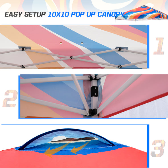 EAGLE PEAK E100/O100 Easy Setup 10x10 Straight Leg Pop Up Canopy Tent with 100 Sqft of Shade