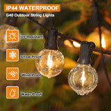 EAGLE PEAK Outdoor Solar String Lights 50 ft G40 of Waterproof Patio Lights with 25 LED Shatterproof Bulbs (2 Spare), 4 Light Modes for Christmas, Gazebo, Canopy, Wedding, Party, Garden, Porch or Yard, E12 Base