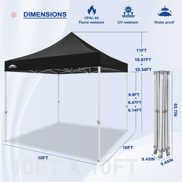 EAGLE PEAK 10x10 Heavy Duty Pop up Commercial Canopy Tent Instant Sun Shelter with Roller Bag, 4 Sandbags, Red / White / Blue / Black