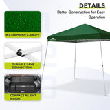 EAGLE PEAK 11x11 Slant Leg Pop-up Canopy Tent Easy One Person Setup Instant Outdoor Beach Canopy Folding Portable Sports Shelter 11x11 Base 9x9 Top, Blue / Green / White