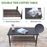 EAGLE PEAK 4-Piece Outdoor Rattan Conversation Sofa Set with Steel Coffee Table