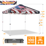 EAGLE PEAK 10x10 Pop Up Canopy, Instant Outdoor Canopy Tent, Straight Leg Pop Up Tent for Parties, Camping, The Beach and More, 100 Square Feet of Shade, Americana Skull
