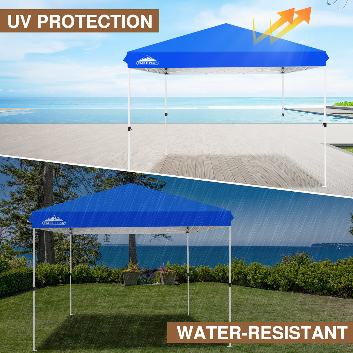 EAGLE PEAK 10x10 Outdoor Pop up Straight Leg Canopy with Wheeled Carry Bag, 100 Square Feet of Shade