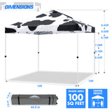 Eagle Peak SHADE GRAPHiX Easy Setup 10x10 Pop Up Canopy Tent with Digital Printed Cow Print Top