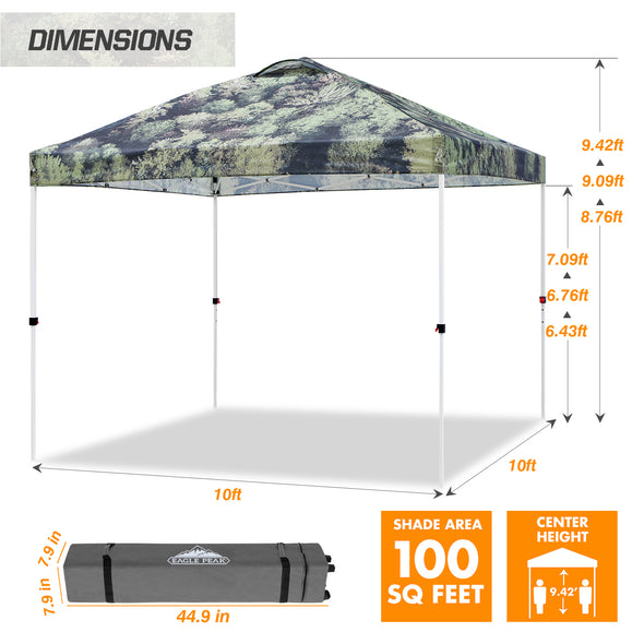Eagle Peak SHADE GRAPHiX Easy Setup 10x10 Pop Up Canopy Tent with Digital Printed Tree Camo Top