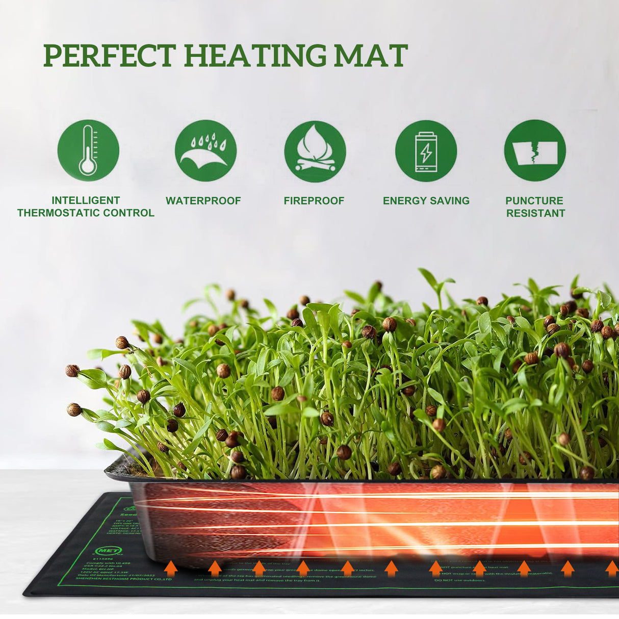 EAGLE PEAK 2 Pack Waterproof Seedling Heat Mat 10” x 20”, UL & MET-Certified Heating Pad for Seed Starting, Seed Germination, Warm Hydroponic Gardening Heating Pad, Contains (2) Warming Mats