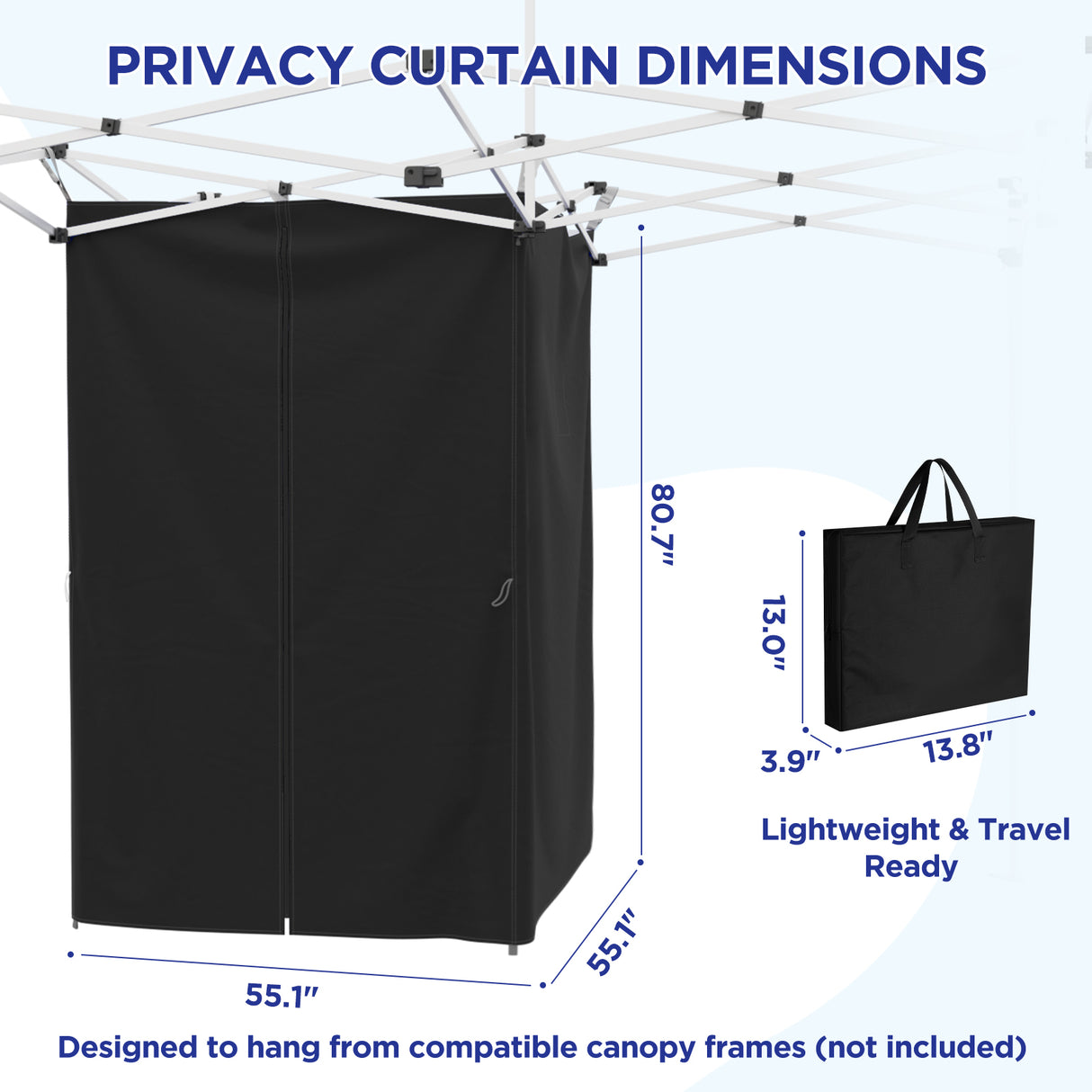 Portable Privacy Tent Hanging Privacy Curtain, Square/Triangular, Black