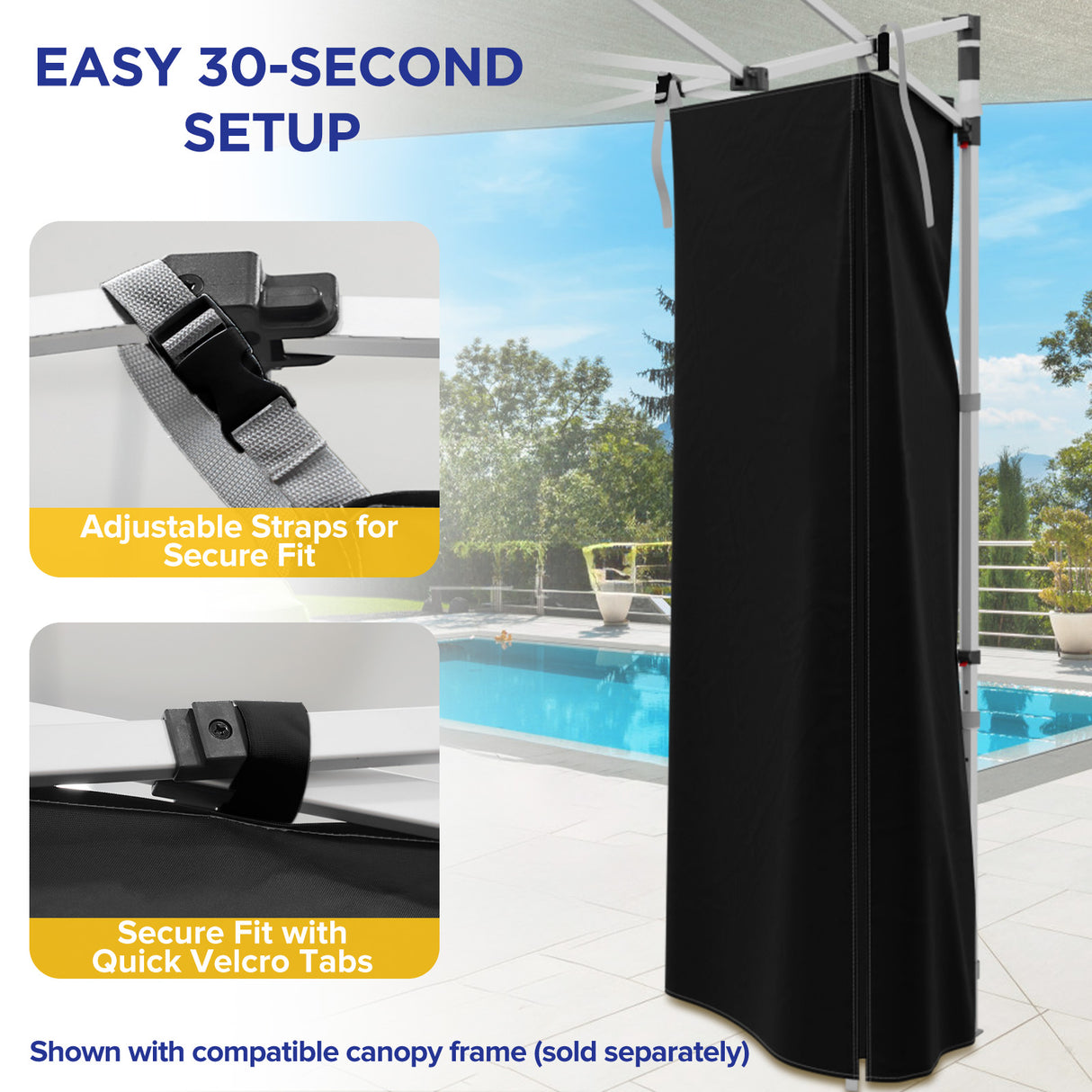 Portable Privacy Tent Hanging Privacy Curtain, Square/Triangular, Black