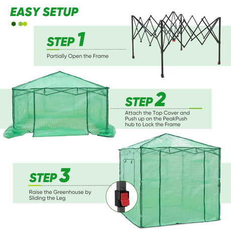 EAGLE PEAK 7x7 Pop up Greenhouse Portable Walk-in Outdoo Greenhouse with 2 Foldable Shelves