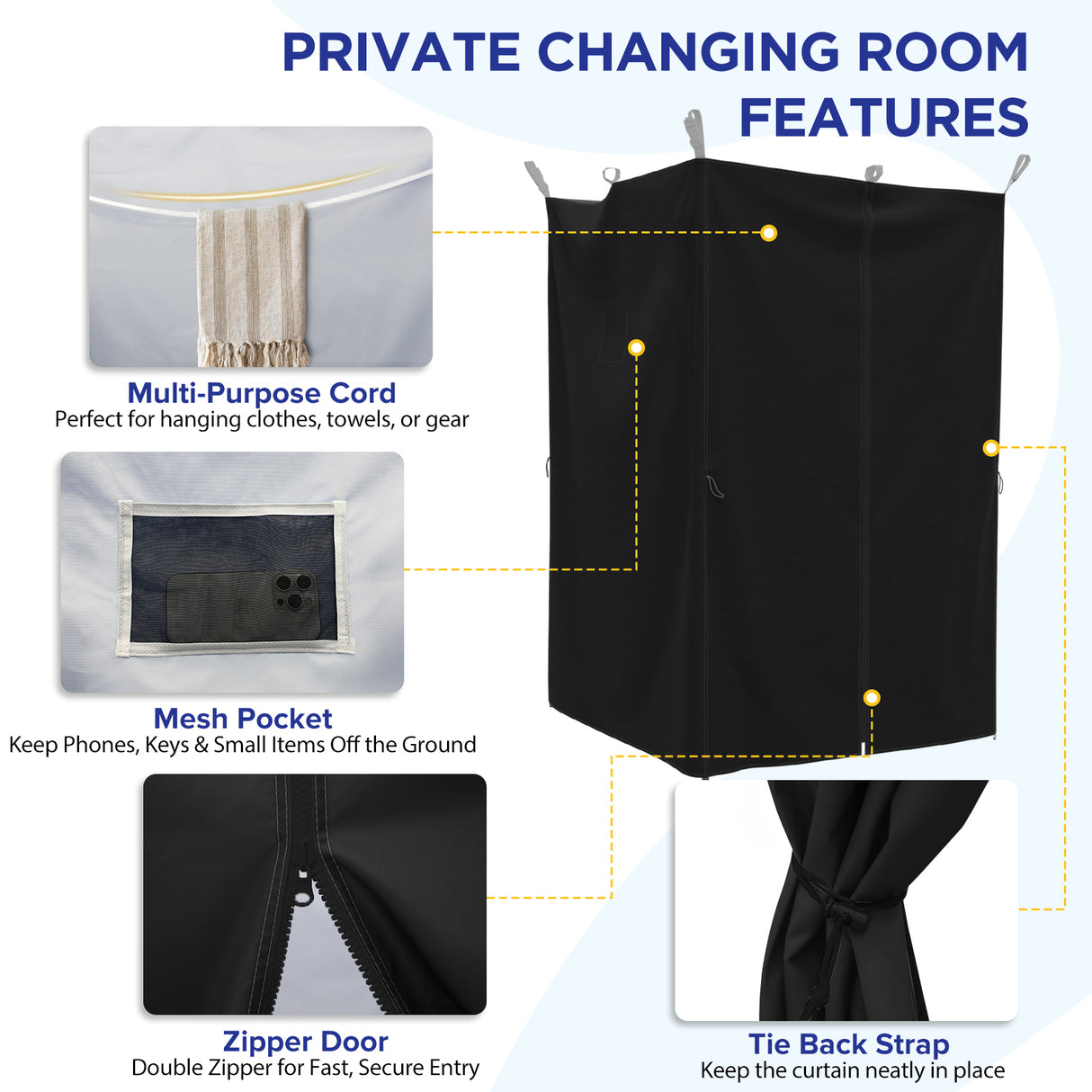 Portable Privacy Tent Hanging Privacy Curtain, Square/Triangular, Black