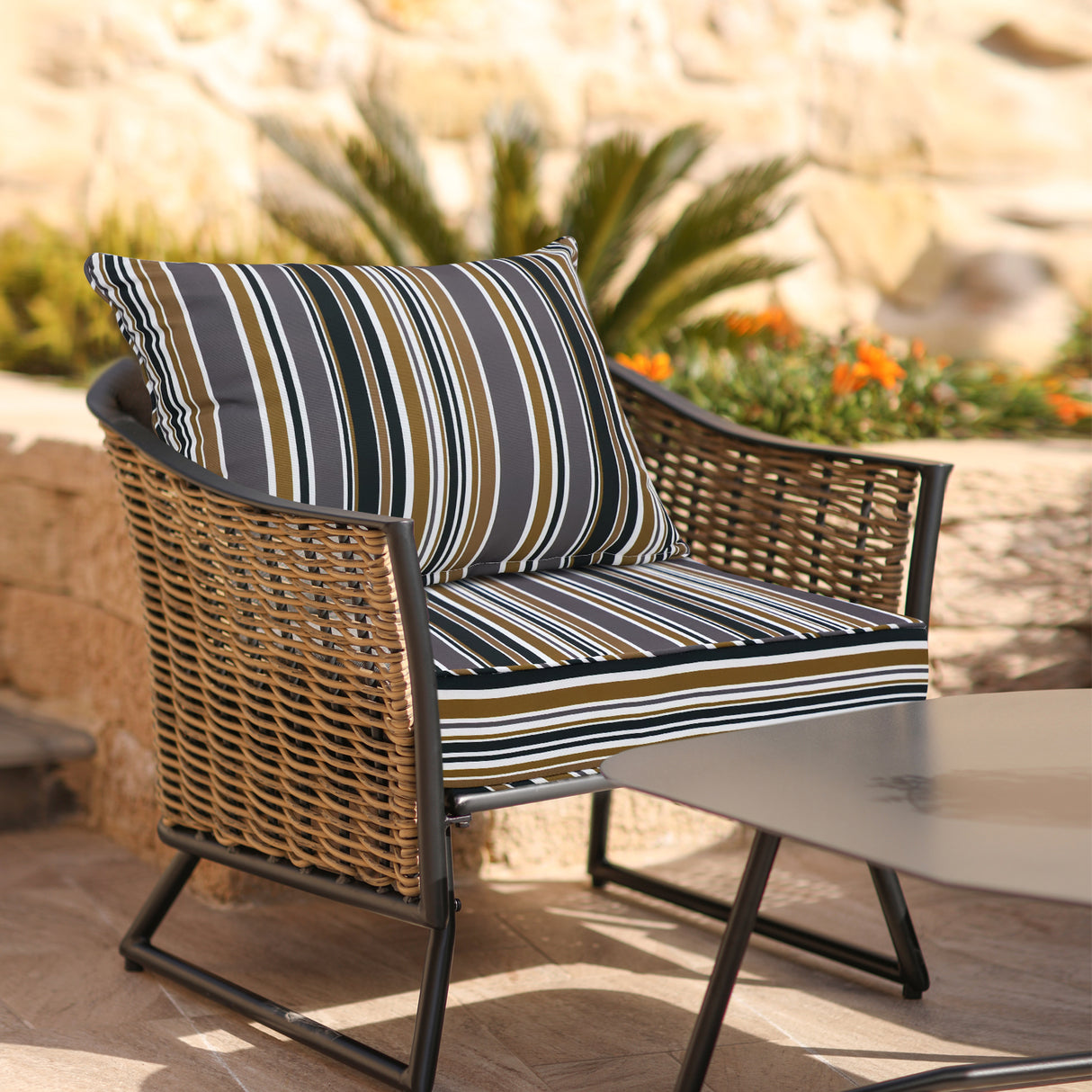 Outdoor Deep Seat Patio Seat Cushion Set, 25x25x5 inch, 2-Piece Back Chair Cushion