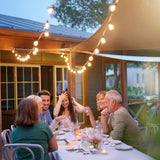 EAGLE PEAK Outdoor Solar String Lights 50 ft G40 of Waterproof Patio Lights with 25 LED Shatterproof Bulbs (2 Spare), 4 Light Modes for Christmas, Gazebo, Canopy, Wedding, Party, Garden, Porch or Yard, E12 Base